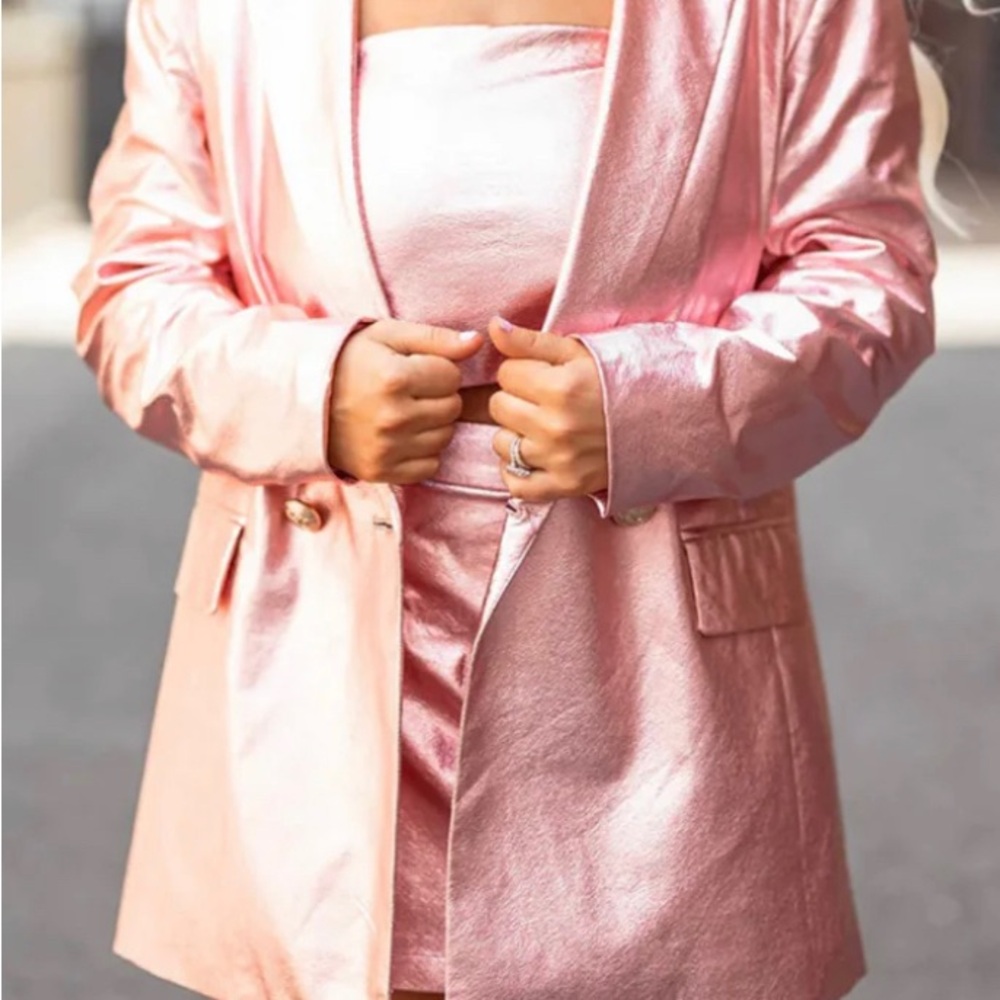 Buddy Love Pink Blazer with Textured Fabric